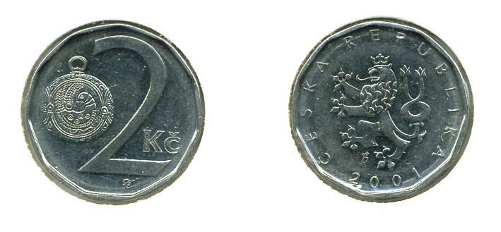 2 кроны 2001 год. Чехия